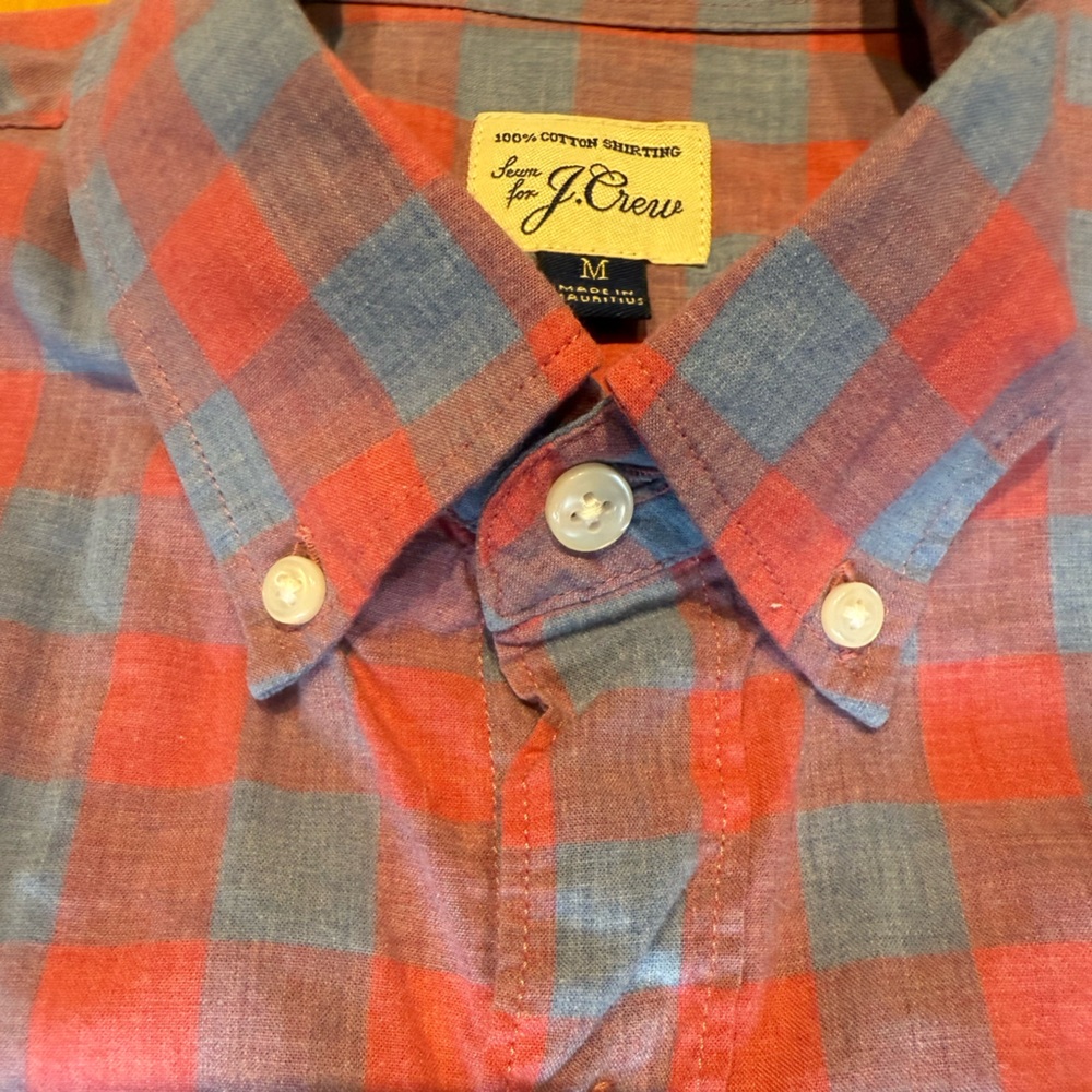 J. Crew Red and Blue Plaid Casual Button Down Shirt - Picture 3 of 6